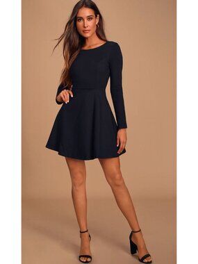 Lulus Forever Chic Black Long Sleeve Dress Women's Size Large New With Tags!